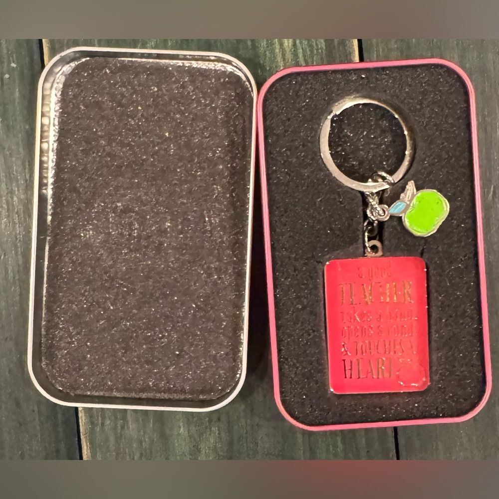 Teacher Keychain in Metal Tin